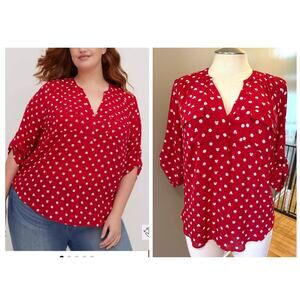 Torrid 3 (3X)‎ Disney Minnie Mouse Polka Dot Georgette Harper Red Blouse Shirt